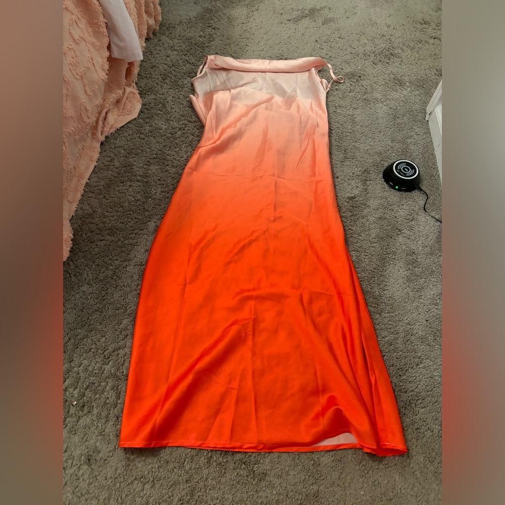 Orange ombre long dress with open back